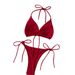 Women's Fashion Bikini Swimsuit American Style Solid Color Tie Up Sexy Hot Girl_ecoleips.com