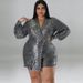 Women's Clothing Plus Size Women's Sequined Jumpsuit With Shorts Style Fashion Long Sleeve For Formal & Casual For Women_ecoleips.com