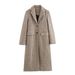 Temperament Woolen Plaid Jacket Long Coat_ecoleips.com