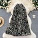 Chiffon Floral Print Midi Skirt for Women 2025 New Style Wide Swing A-Line Pleated Cross Border Flowy Skirt_ecoleips.com