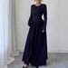AD920 Cross-border Spring And Autumn New Korean Style Slim Fit Versatile Round Neck Elegant Fashion Long Sleeve Solid_ecoleips.com