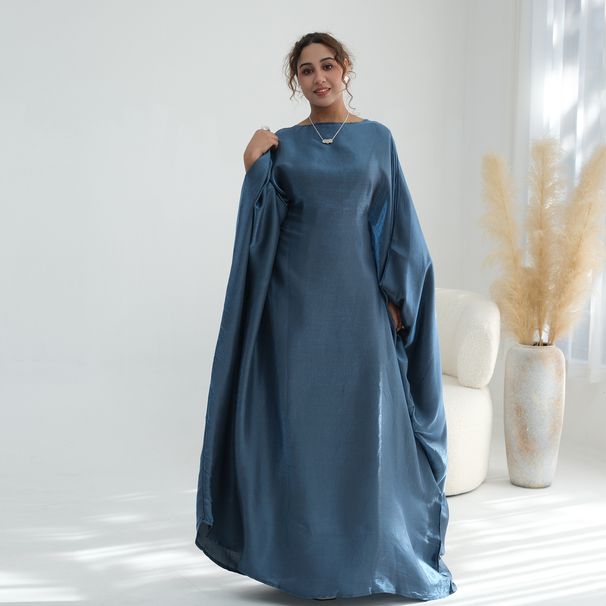 Modest Abaya Dress Oversized V-Neck Maxi Dress With Inner Tie – Flowy Polyester, Modest & Boho (20 Colors, 1-2 Size)_ecoleips.com