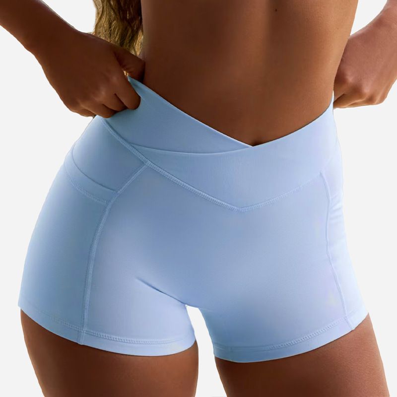 Women's High Elastic Sports Bra Set Halter Neck Fitness Shorts Yoga Wear Cross Waist Beautiful Back Design_ecoleips.com