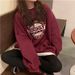women's Sweatshirt, Spring And Autumn, Thin, Hoodless, Korean Style, Trendy, Large Size, Loose, Oversize, Printed_ecoleips.com