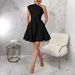 Women's One Shoulder Asymmetrical Neck Slim Waist Dress Solid Color Short Skirt Fashion_ecoleips.com