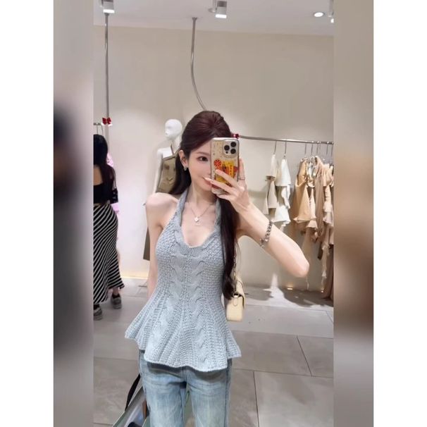Korean-style Sexy Halter-neck Sleeveless Tank Top, Slim-fit, Pure-desire Style Women's Clothing, Tummy-concealing_ecoleips.com
