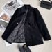Women's Clothing Winter-Ready Velvet Blazer For Women – Cozy Fleece-Lined Office Jacket, Double-Breasted Chenille Blazer Elegant Black_ecoleips.com