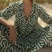 Modest Abaya Dress/Muslim Dress Women Bohemian Geometric Print Button-Down Maxi Dress – Vintage-Inspired Loose Fit Long Sleeve Dress_ecoleips.com