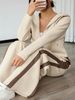 Plus Size Women's Casual Streetwear Set - Zip-Up Hoodie & Straight Leg Pants Two-Piece Outfit (0XL-5XL, Beige/Brown)_ecoleips.com
