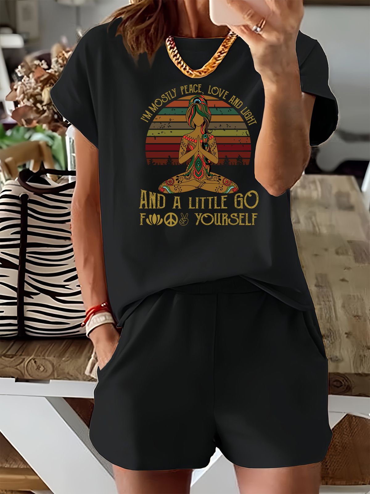 Women’s 2 Piece Outfit Set – Oversized Graphic T-Shirt And Biker Shorts Matching Set, Casual Summer Lounge Tracksuit For Daily Wear-323_ecoleips.com