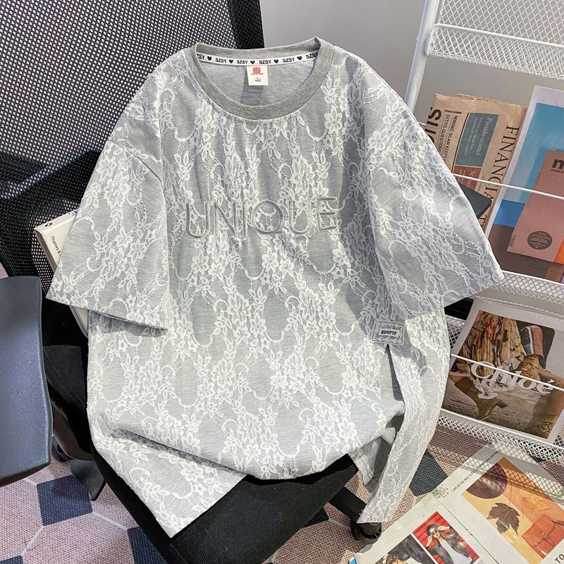 Women's Clothing Plus Size Lace Embroidered T-Shirt 300g Lace Composite Real Photos Original Quality Women's Clothing Tops_ecoleips.com