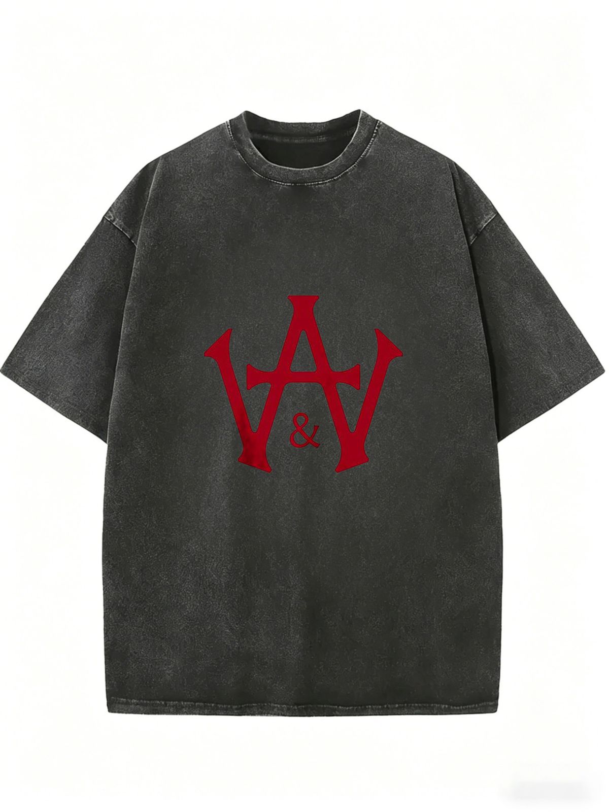 Women's Casual Washed Effect Tee, Loose Fit Crew Neck Street Style Shirt_ecoleips.com