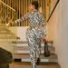 Women's Fashion Leopard Print Jumpsuit European And American Style Autumn Winter Slim Fit High Neck Long Sleeve Sports Romper_ecoleips.com
