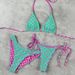 Women's Three Piece Swimwear Set Multi Color Polka Dot Tie up Bikini Bottoms Sexy Double Waistbands Triangle Bag Beach Vacationwear_ecoleips.com