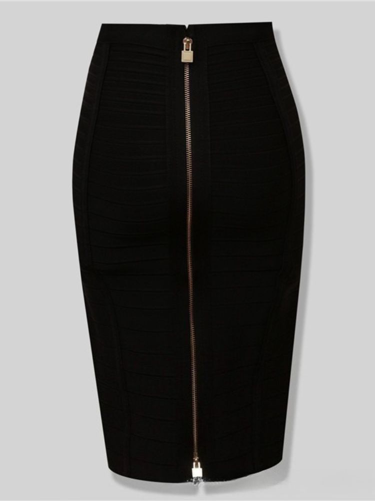 K Striped Zippered Double-Sided Sexy High-Waisted Bodycon Skirt Half Skirt_ecoleips.com