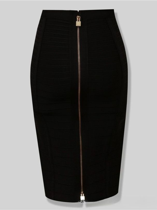K Striped Zippered Double-Sided Sexy High-Waisted Bodycon Skirt Half Skirt_ecoleips.com