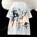 Retro Angel Print Short-sleeved Women T-shirt Summer Harajuku Casual Loose Cotton Oversize Women's T-shirts Female Clothing_ecoleips.com