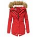 Women's Winter Hooded Zip-Up Coat With Faux Fur Trim – Slim Fit Long Sleeve Jacket In 4 Colors (S-XXXL) – Elegant & Warm Outerwear_ecoleips.com