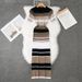 Women's Slim Fit Striped Knit Dress Elegant Sweater Dress With Short Sleeves Foreign Trade Women's Clothing Skirt_ecoleips.com