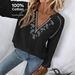 Women's Clothing Fashionable V Neck Embroidered Cotton Top For Women Ethnic Style Pure Cotton Blouse For Formal & Casual For Women_ecoleips.com