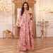 ng2510292 AB501 Cross-border Printed Embroidered Pullover Long Dress V-neck Gown Middle Eastern Dubai Women's Clothing_ecoleips.com