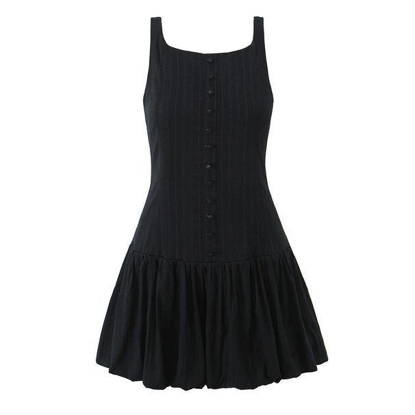 Women's Clothing Women's Slim Fit Mini Dress Fashionable Sweet Single Breasted Sleeveless Backless Style For Summer_ecoleips.com