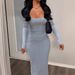 Women's Fashion Solid Color Sexy Long Sleeve Bodycon Dress - Street Style Round Neck Slim Fit Polyester Dress For Casual & Party Wear_ecoleips.com