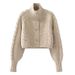 Women's Clothing new high neck sweater for women new lazy style loose slim short knitted jacket for women autumn_ecoleips.com