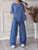 Summer Women's 2 Piece Set Cotton Linen Shirt And Loose Pants High Waist Plus Size New Arrival_ecoleips.com
