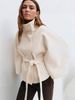 Elegant High-Neck Belted Wool Coat For Women - Slim Fit, Pure Color, Versatile Outerwear For Fall & Winter_ecoleips.com