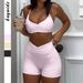 Diyun European And American Sports Yoga Style Halter Neck Tube Top Outfit Shorts Two-Piece Set Women's Clothing 2025_ecoleips.com