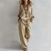 Women's Off-Shoulder Wide Leg Pants Set Cotton Linen Loose Fit Two-Piece Outfit For Casual Occasions_ecoleips.com