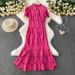 Women's Clothing Celebrity High End Heavy Hollow Water Soluble Lace Stand Up Collar Dress Female Summer Temperament Elegant Fishtail Dress Long Skirt_ecoleips.com