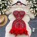 Luxury Hollow-Out Halter Gown With Beaded & Faux Fur Accents – Sexy Bodycon Dress For Women (S-2XL)_ecoleips.com