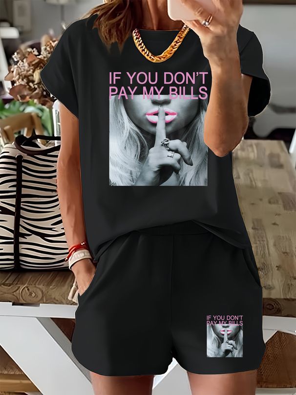 Women’s 2 Piece Outfit Set – Oversized Graphic T-Shirt And Biker Shorts Matching Set, Casual Summer Lounge Tracksuit For Daily Wear-354_ecoleips.com