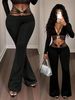 Women's Flare Pants & Tie Top Set – Butt-Lifting Yoga Pants With Deep V Sport Shirt (Athleisure Chic Combo)_ecoleips.com