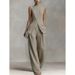 Women's Sleeveless Top And Trousers Set - Elegant Summer Outfit For Casual Wear_ecoleips.com