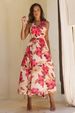 Fashionable Halter Neck Tie Waist Backless Dress Large Floral Print Long Skirt Women's Elegant New Style_ecoleips.com