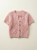 Lightweight Airy Open Front Hollow Knit Short Sleeve Cardigan_ecoleips.com