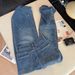 Women's Clothing Women's High-Waisted Straight Leg Jeans Blue Floral And Rhinestone Embroidery Retro Wide Leg Design For Spring And Autumn_ecoleips.com