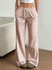 Women's Striped Wide Leg Pants Floor Length Casual Fashion Autumn New 2025 European And American Style Sweet Trousers_ecoleips.com