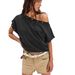 Wish American-style Spicy Girl Off-shoulder Hollow-out Short-sleeve T-shirt For Women, 2025 New Model, Loose,_ecoleips.com
