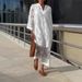 Women's Lace V Neck Loose Dress Casual Everyday Wear European American Style 2026 Fashion Trend Gentle Temperament_ecoleips.com