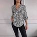 Women's Clothing Loose Casual Long Sleeved Printed Pocket Shirt_ecoleips.com