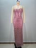 Women's Clothing New Sling Nail Diamond Split Sexy Long Skirt Sequin Light Luxury High End Temperament Lady Pink Evening Dress Female_ecoleips.com