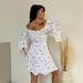 In-stock European And American Cross-border Autumn Women's Floral Print Off-shoulder Bell-sleeve Fairy-style French_ecoleips.com
