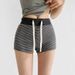 Women's Clothing Retro Striped Sports Shorts For Women 205 Summer High Waist Wide Waist Slim Lazy Style Hip Sports Pants_ecoleips.com