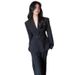 French-style Niche Hepburn-inspired Black Blazer, Casual Professional Look, Elegant And Sophisticated, Waist-cinching_ecoleips.com