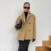 Woolen Coat Medium And Long Loose Thickened Brown Double-breasted Woolen Coat Women's Clothing_ecoleips.com