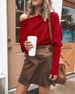 Women's Clothing Autumn And Winter Bat Long Sleeved One Line Collar T Shirt Top_ecoleips.com